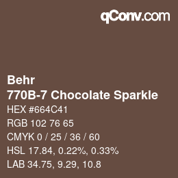 Código de color: Behr - 770B-7 Chocolate Sparkle | qconv.com