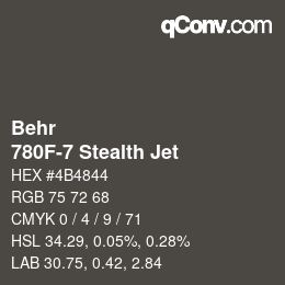カラーコード: Behr - 780F-7 Stealth Jet | qconv.com