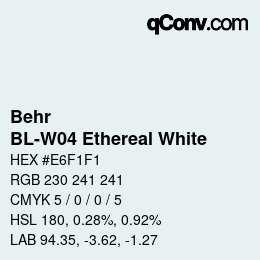 Color code: Behr - BL-W04 Ethereal White | qconv.com