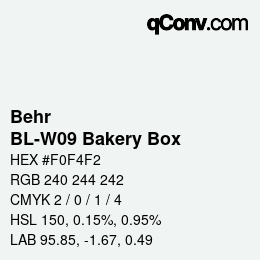 カラーコード: Behr - BL-W09 Bakery Box | qconv.com