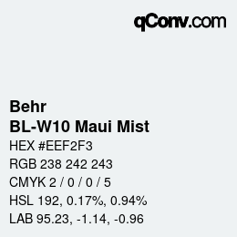 Color code: Behr - BL-W10 Maui Mist | qconv.com