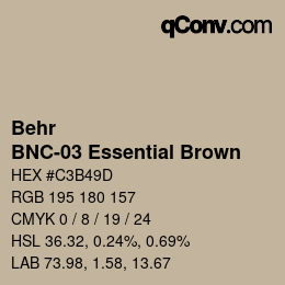 カラーコード: Behr - BNC-03 Essential Brown | qconv.com