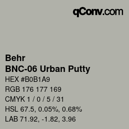 Farbcode: Behr - BNC-06 Urban Putty | qconv.com