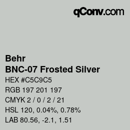 Color code: Behr - BNC-07 Frosted Silver | qconv.com