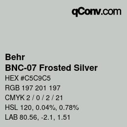 Código de color: Behr - BNC-07 Frosted Silver | qconv.com