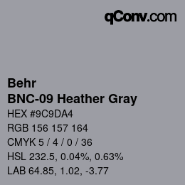 Color code: Behr - BNC-09 Heather Gray | qconv.com