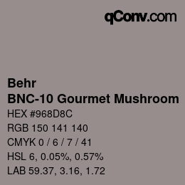 Código de color: Behr - BNC-10 Gourmet Mushroom | qconv.com