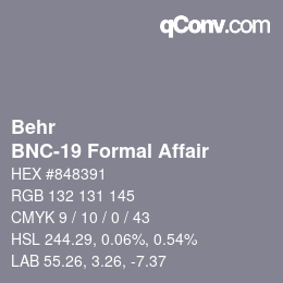 Farbcode: Behr - BNC-19 Formal Affair | qconv.com