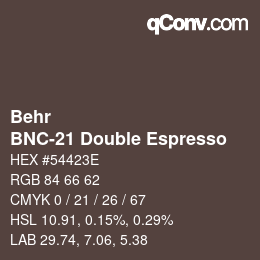 Código de color: Behr - BNC-21 Double Espresso | qconv.com