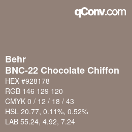 Color code: Behr - BNC-22 Chocolate Chiffon | qconv.com