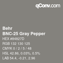 Color code: Behr - BNC-25 Gray Pepper | qconv.com