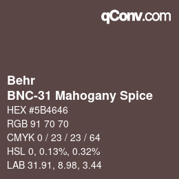 Color code: Behr - BNC-31 Mahogany Spice | qconv.com