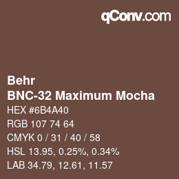 カラーコード: Behr - BNC-32 Maximum Mocha | qconv.com