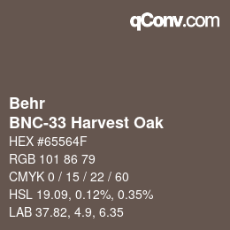 カラーコード: Behr - BNC-33 Harvest Oak | qconv.com