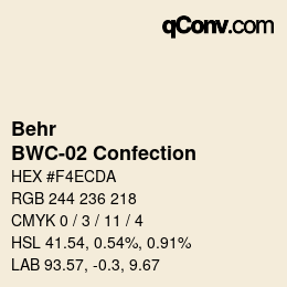 Code couleur: Behr - BWC-02 Confection | qconv.com