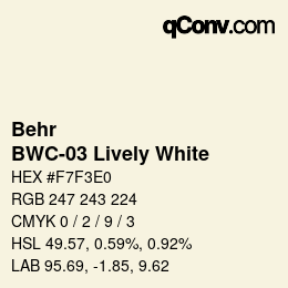 カラーコード: Behr - BWC-03 Lively White | qconv.com