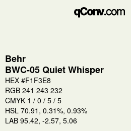 カラーコード: Behr - BWC-05 Quiet Whisper | qconv.com