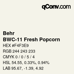 Code couleur: Behr - BWC-11 Fresh Popcorn | qconv.com