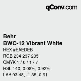 Farbcode: Behr - BWC-12 Vibrant White | qconv.com