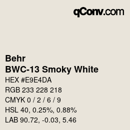 カラーコード: Behr - BWC-13 Smoky White | qconv.com