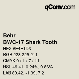 Código de color: Behr - BWC-17 Shark Tooth | qconv.com