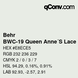 Color code: Behr - BWC-19 Queen Anne´S Lace | qconv.com