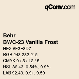 Color code: Behr - BWC-23 Vanilla Frost | qconv.com