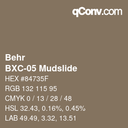 Farbcode: Behr - BXC-05 Mudslide | qconv.com