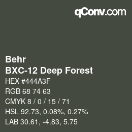 Farbcode: Behr - BXC-12 Deep Forest | qconv.com