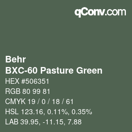 カラーコード: Behr - BXC-60 Pasture Green | qconv.com