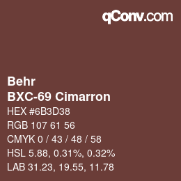 カラーコード: Behr - BXC-69 Cimarron | qconv.com