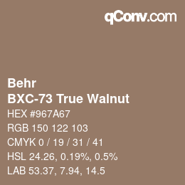 カラーコード: Behr - BXC-73 True Walnut | qconv.com
