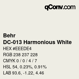 カラーコード: Behr - DC-013 Harmonious White | qconv.com