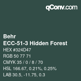 カラーコード: Behr - ECC-51-3 Hidden Forest | qconv.com