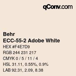 Color code: Behr - ECC-55-2 Adobe White | qconv.com
