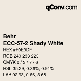 Código de color: Behr - ECC-57-2 Shady White | qconv.com