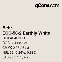 Color code: Behr - ECC-58-2 Earthly White | qconv.com