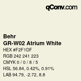 カラーコード: Behr - GR-W02 Atrium White | qconv.com