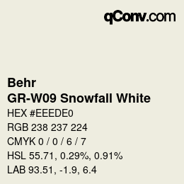 カラーコード: Behr - GR-W09 Snowfall White | qconv.com