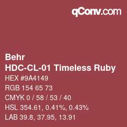 Color code: Behr - HDC-CL-01 Timeless Ruby | qconv.com
