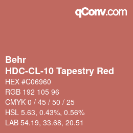 カラーコード: Behr - HDC-CL-10 Tapestry Red | qconv.com