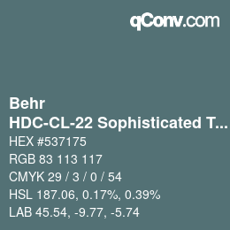 Code couleur: Behr - HDC-CL-22 Sophisticated Teal | qconv.com