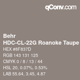 カラーコード: Behr - HDC-CL-22G Roanoke Taupe | qconv.com