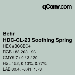 Color code: Behr - HDC-CL-23 Soothing Spring | qconv.com