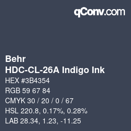 Color code: Behr - HDC-CL-26A Indigo Ink | qconv.com