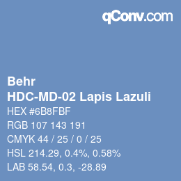 Color code: Behr - HDC-MD-02 Lapis Lazuli | qconv.com