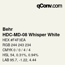 カラーコード: Behr - HDC-MD-08 Whisper White | qconv.com