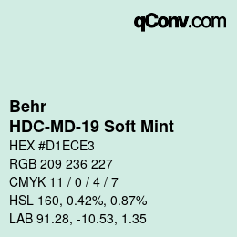カラーコード: Behr - HDC-MD-19 Soft Mint | qconv.com