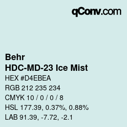 Color code: Behr - HDC-MD-23 Ice Mist | qconv.com