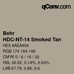 カラーコード: Behr - HDC-NT-14 Smoked Tan | qconv.com